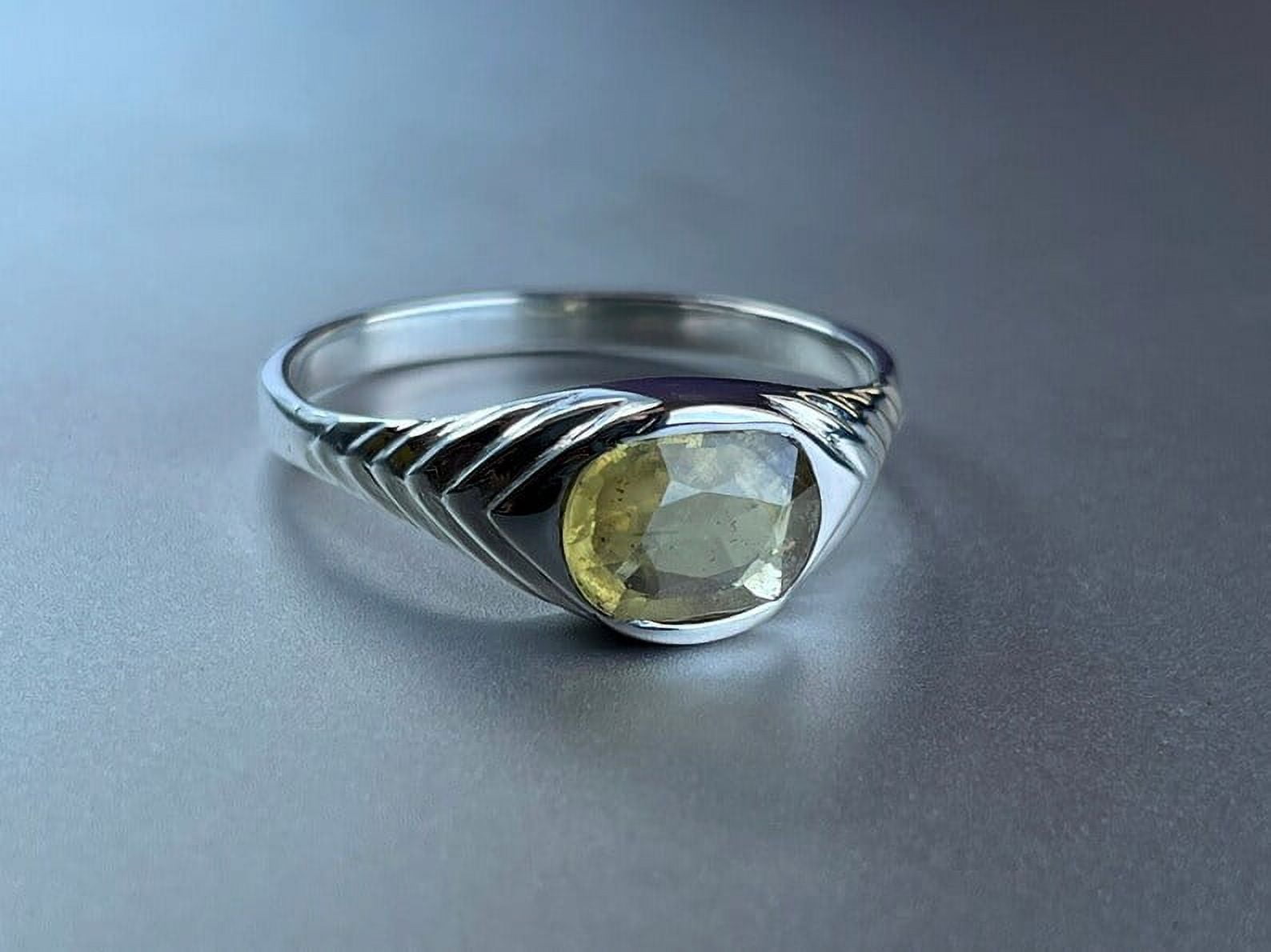 7 Carat Natural Yellow Sapphire Sterling Silver Ring - Men's & Women's Astrological Birthstone Jewelry