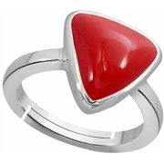 7.25 Carat Red Coral 925 Sterling Silver Triangle Shape Ring Gifts for Women And Men