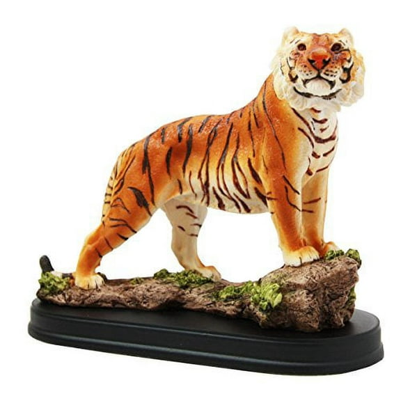 7.25" Long Orange Bengal Tiger On Rock Desktop Decorative Figurine With Base
