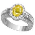 thumbnail image 1 of 7.25 Ratti 6.25 Carat Yellow Sapphire Stone Silver Adjustable Ring Original And Certified Natural Pukhraj Unheated And Untreated Gemstone Free Size Anguthi For Men And Women-B0BX4C, 1 of 6