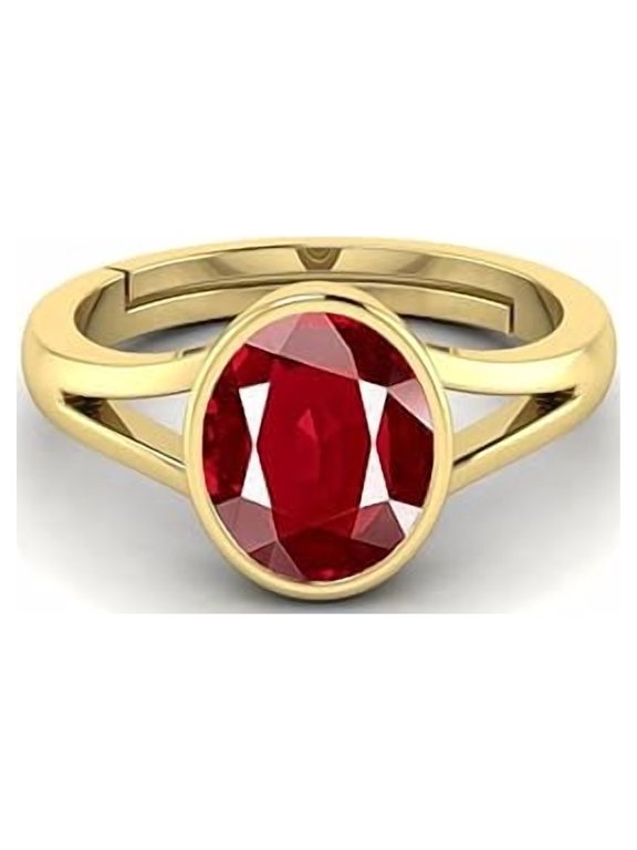 7.25 Ratti Natural Certified Ruby Manik Gemstone Panchdhatu Ring for Men & Women