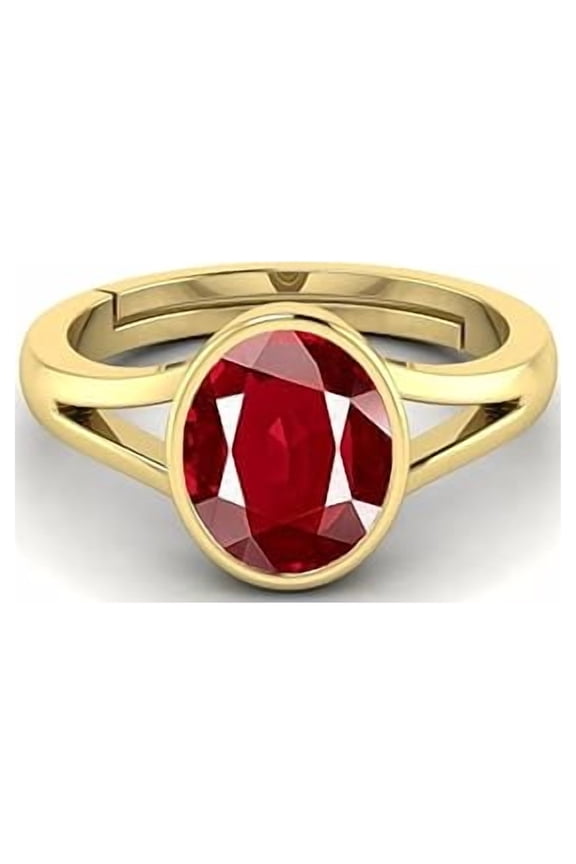 7.25 Ratti Natural Certified Ruby Manik Gemstone Panchdhatu Ring for Men & Women