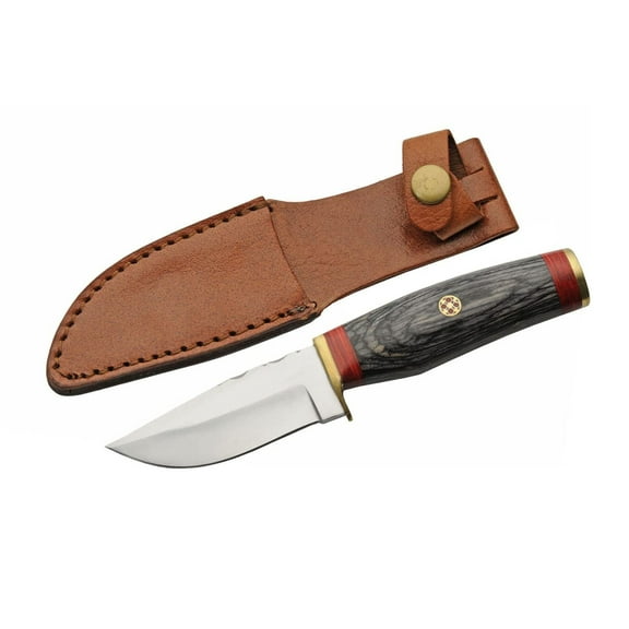 7.25" SMOKED MOSAIC HUNTER KNIFE FIXED BLADE HUNTING WITH SHEATH