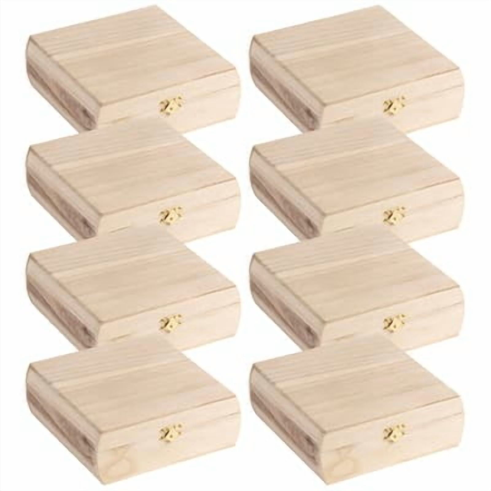 7.25" Unfinished Curved Sides Wooden Box by Make Market - Ready-To-Decorate Wood Box for Trinkets - Coins - Jewlery - Valuables - Bulk 8 Pack