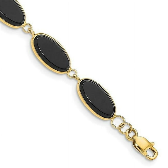7.25 in. 14K Yellow Gold Onyx Bracelet