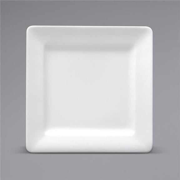 7.25 in. Bright White Ware Rolled Edge Porcelain Square Plate