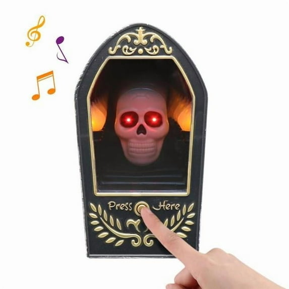 7.25 in. Infinity Mirror Skull Mirror Greeter Halloween Decor