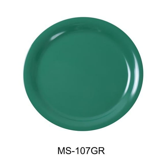 7.25 in. Mile Stone Narrow Rim Round Plate - Melamine, Green - Pack of 48