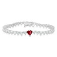 thumbnail image 1 of 7.25 in. Sterling Silver Ruby Cubic Zirconia Heart-Cut Cubic Zirconia Tennis Bracelet, 1 of 1
