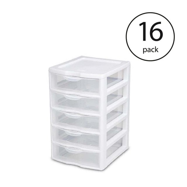 7.25 in. x 11 in. Clearview Small 5Drawer Desktop Storage Unit, White