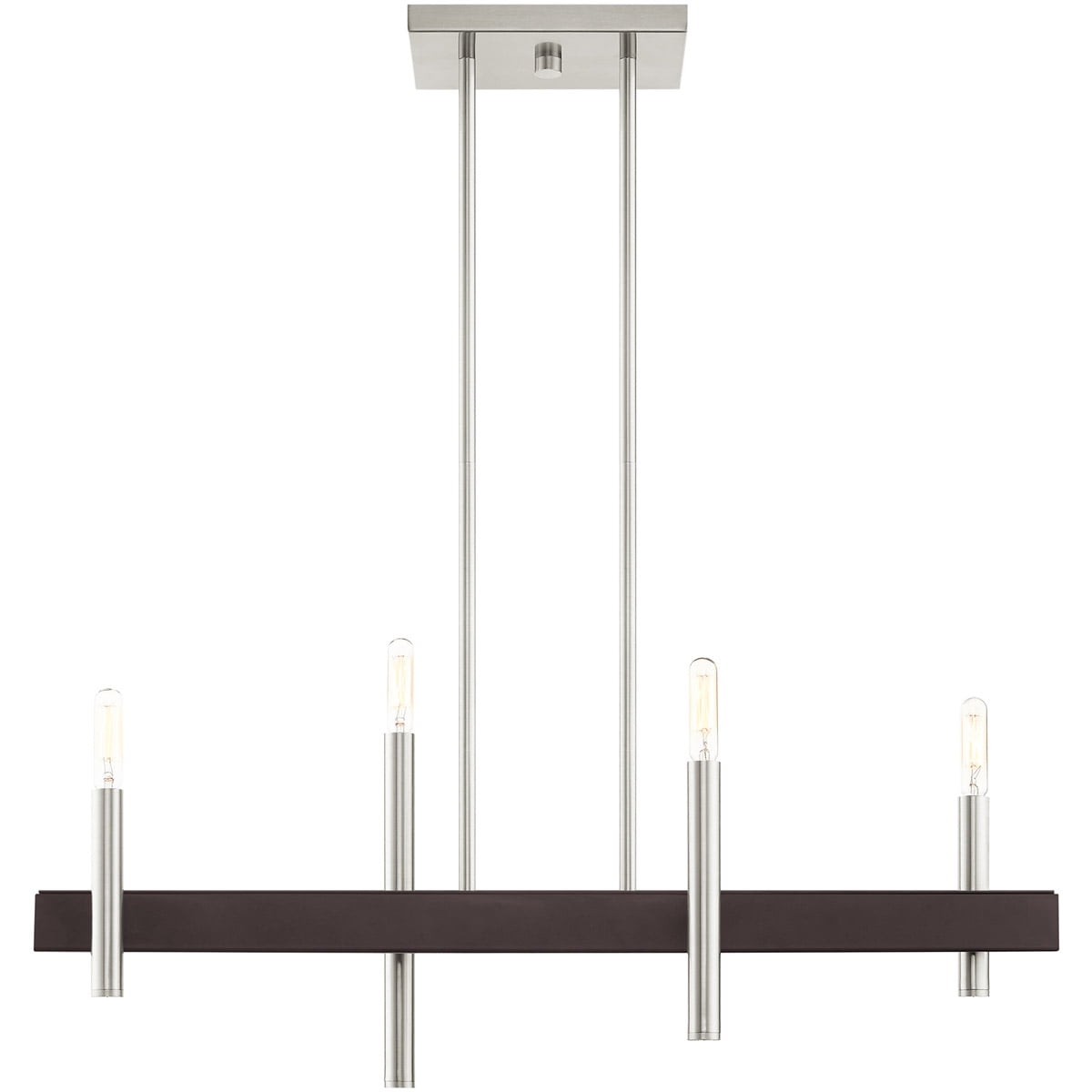 Helsinki Brushed Nickel & Bronze 4-Light Linear Crystal Chandelier