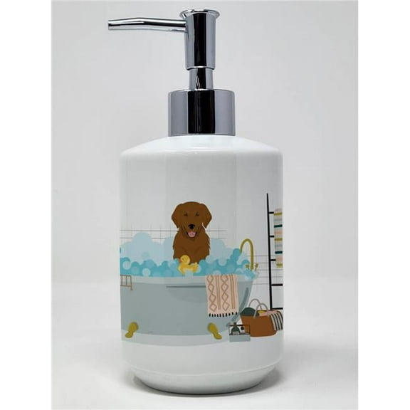 7.25 x 3.5 in. Mahogany Golden Retriever Ceramic Soap Dispenser