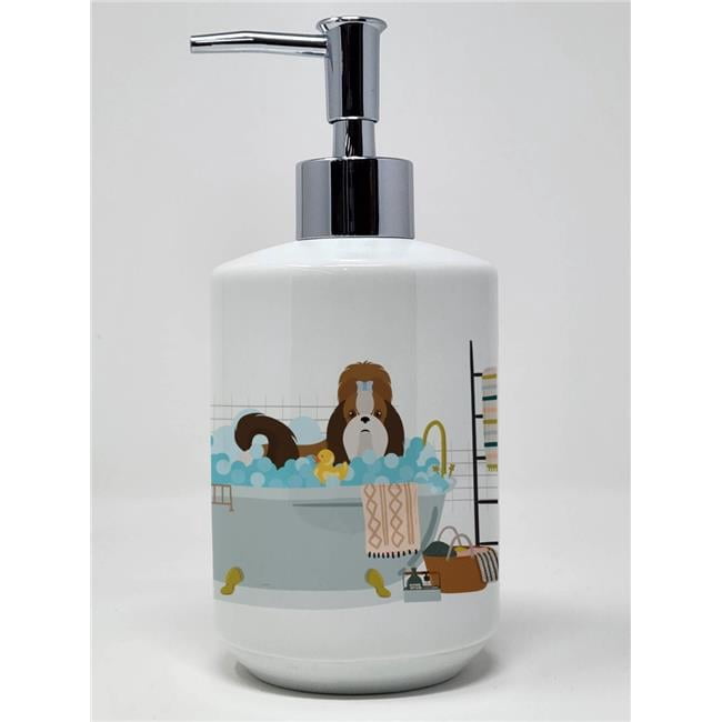 7.25 x 3.5 in. Red Shih Tzu Ceramic Soap Dispenser - Walmart.com