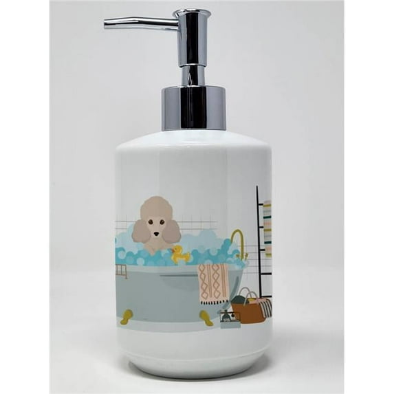 7.25 x 3.5 in. Toy Cream Poodle Ceramic Soap Dispenser