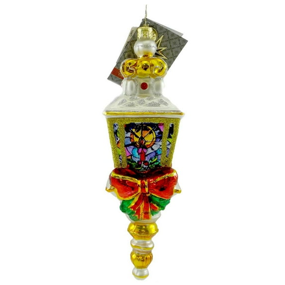 7.25In Ivory Glow, Glass, Ornament Christmas Lamp Post 1015600