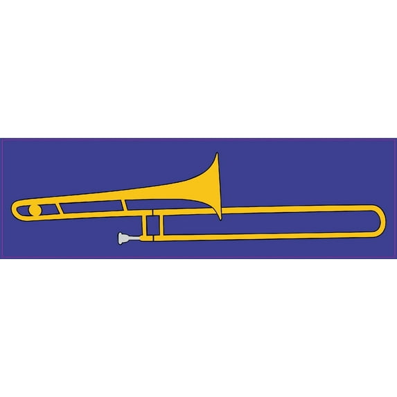 7.25in x 2.125in Blue Trombone Bumper Sticker
