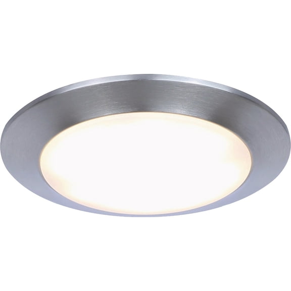 7.28-Inch LED Flush Mount Disk Light Brushed Nickel Finish, Slim Low Profile Ceiling Fixture for Contemporary, Transitional, or Classic Interiors