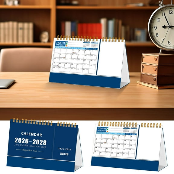7.28 x 10.43 Inch Standing Desk Calendar - 24-Month, January 2026 - December 2028 Tent Style Flip Calendar, with Yearly Planning, Streamlined Schedule Management, for Office, School