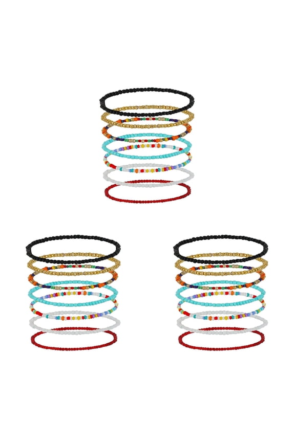 7-28PC Elastic Beaded Anklets for Women Handmade Beach Boho Colorful Beads Ankle Bracelets Set