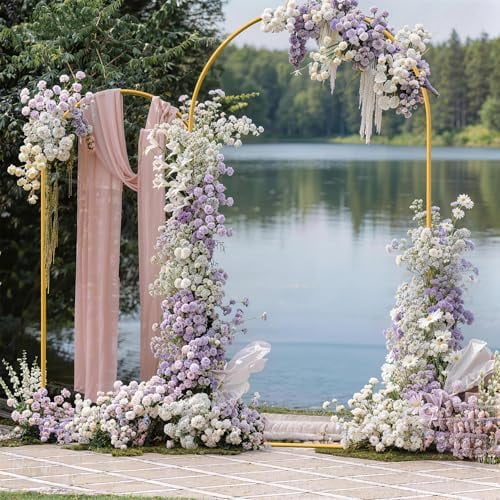 7.2FT+6FT Arch Wedding Arch Backdrop Stand, Heavy Duty Metal Arch Frame for Balloons, Flowers & Fabric, Event Decoration Stand for Ceremony, Party & Photos