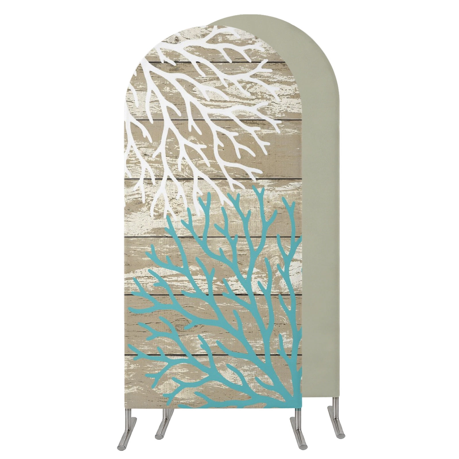 7.2FT Arch Backdrop Covers, Coastal Corals Wedding Arch Cover Stretchy ...