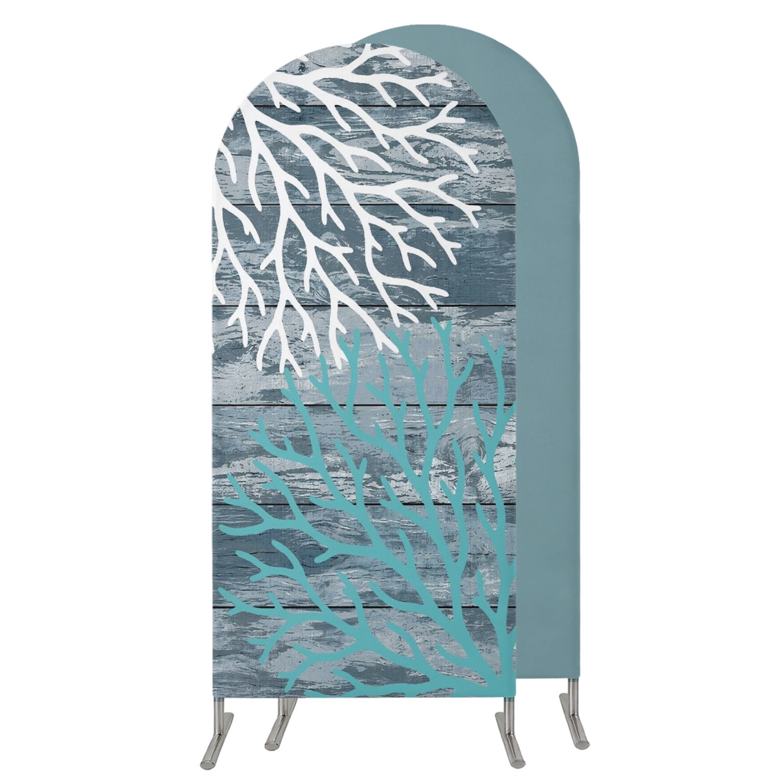 7.2FT Arch Backdrop Covers, Coastal Corals Wedding Arch Cover Stretchy ...