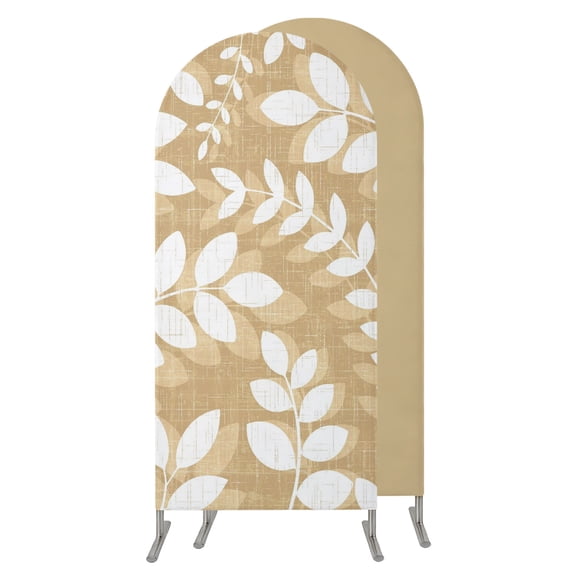7.2FT Arch Backdrop Covers, Khaki Leaves Wedding Arch Cover Stretchy ...