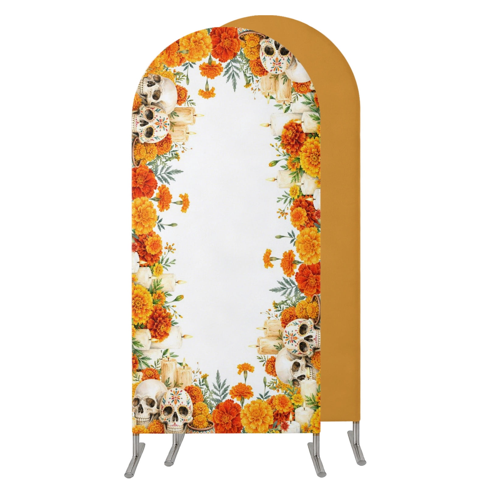 7.2FT Arch Backdrop Covers, Yellow Flowers Wedding Arch Cover Stretchy ...