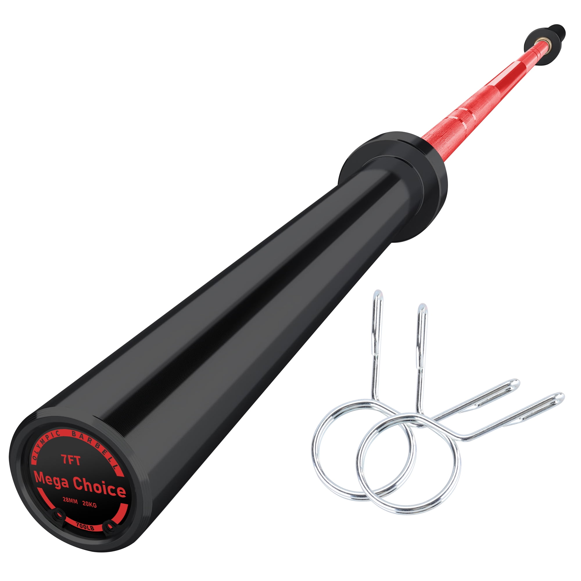 7.2FT Barbell 45lb - 700lbs Capacity Weightlifting Bar with Knurled Grip & 2" Sleeves, Alloy Steel Powerlifting Bar for Squat/Bench/Deadlift (28mm Grip, 84" Length)