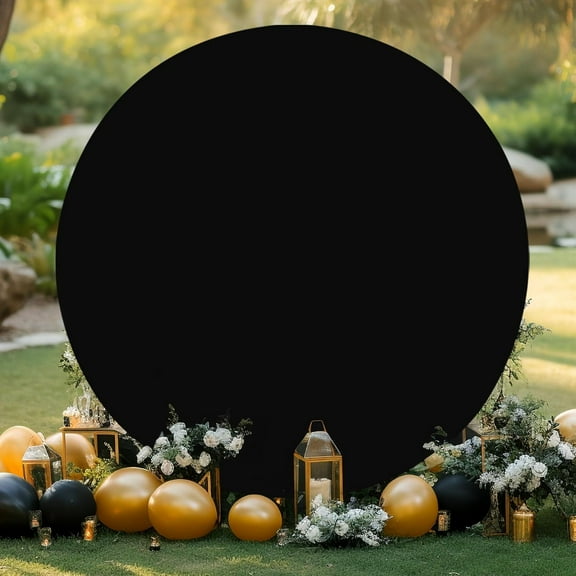 7.2FT Black Round Backdrop Cover Arch Circle Background Cover for Graduation Photography Birthday Party Background Decor