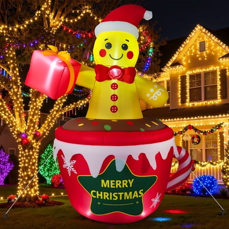7.2ft Christmas Inflatable Gingerbread Man Outdoor Decorations, Giant Gingerbread Man in Hot Cocoa Mug Inflatable, Blow Up Yard Decorations with LED Lights for Party Garden Lawn Xmas Decor price history and forecast - Belita Amy Beirui88688