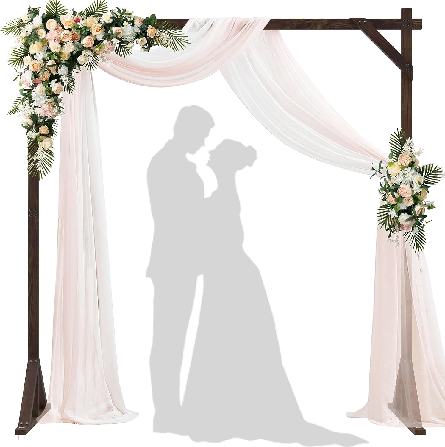 7.2FT Wooden Wedding Arch Square Wood Arches Arbor Backdrop Stand for Ceremony Indoor Outdoor Wedding Party Proposal Scene Garden Beach Forest Rustic Boho Decoration