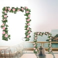 thumbnail image 1 of 7.2Ft Artificial Rose Vine Fake Flower Garland Floral Garland Faux Silk Hanging Vine Rose Ivy Vines for Wedding Arch Party Wall Garden Ceremony Background Outdoor Decor (Light Pink), 1 of 4