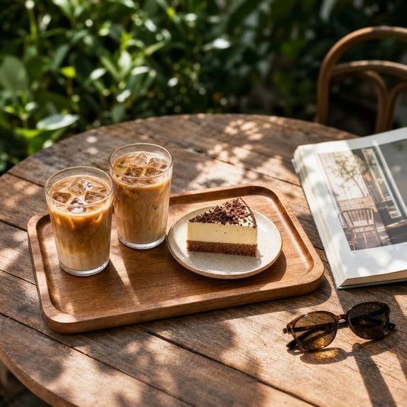 7.2IN Rectangular Wood Serving Tray, Small Wooden Decorative Platter Tray, Multi‑Purpose Wood Tray for Coffee Cup, Snack, Dessert, Jewelry
