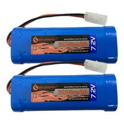 7.2V RC Battery Pack(2 Pack) 3800mAh High Capacity 6-Cell NiMH Flat Battery Pack w/Standard Tamiya Connector