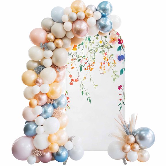 7.2ft Arch Backdrop Cover,Country Flower Watercolor Leaf Arch Stand Cover Spandex Fitted Backdrop Covers Farm Plant Vine Wedding Birthday Bridal Shower Party Background Decoration
