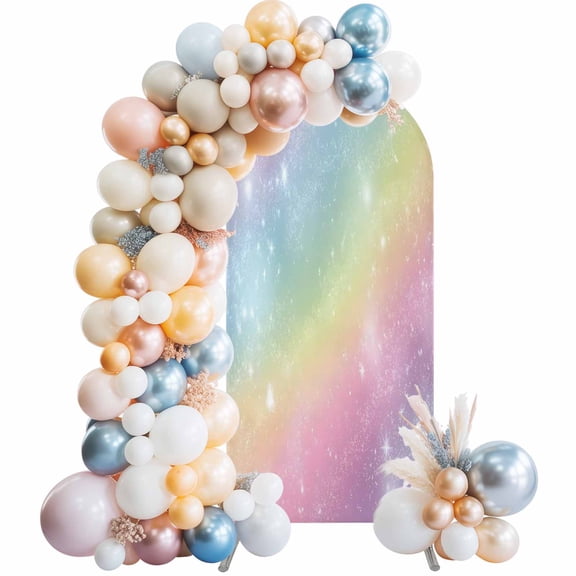 7.2ft Arch Backdrop Cover,Fantasy Rainbow Gradient Color Arch Stand Cover Spandex Fitted Backdrop Covers Abstract Colorful Starry Sky Wedding Birthday Bridal Shower Party Background Decoration