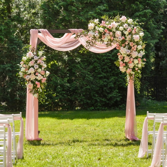7.2ft Dark Brown Fir Wooden Wedding Arch – Rustproof Powder-Coated Garden Arch for Outdoor Ceremonies, Climbing Plants, Backyard Decor