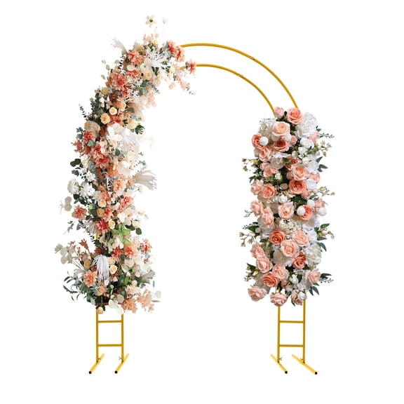 7.2ft Double-Tube Arch Stand, Metal Wedding Arch Stand Balloon Flower Arch Kit Frame for Wedding Party Background Decoration Gold