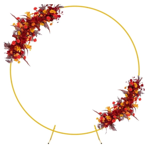 7.2ft Gold Round Balloon Garland Arch Stand with Base - Metal Backdrop Stand for Birthday, Wedding Anniversary, Graduation, Bridal Shower Event Decor
