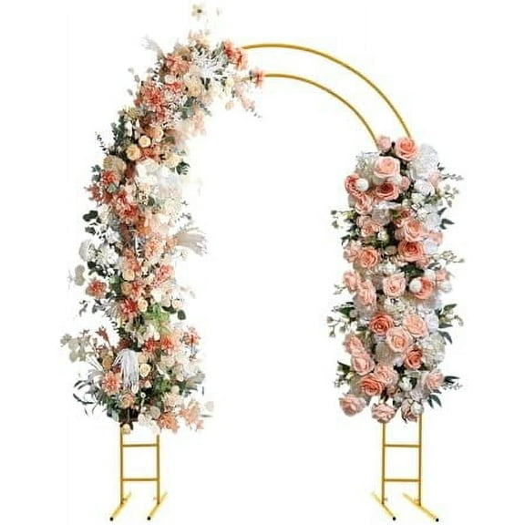 7.2ft Metal Wedding Arch, Gold Freestanding Balloon Arch Backdrop Stand with Base, Open Garden Lawn Backdrop Arch, Indoor Outdoor Decoration for Wedding Ceremony, Party$$Garden &