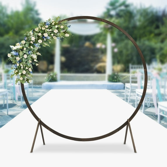 7.2ft Round Wedding Arch Wood Backdrop Stand Rustic Ceremony Decor Outdoor