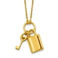 thumbnail image 1 of 7.2mm 14k Solid Yellow Gold Polished Lock and Key With 2in Extension Necklace 16 Inch Pendant Necklace for Women, 1 of 2