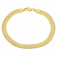 thumbnail image 1 of 7.2mm 14k Yellow Gold Plated Flat Herringbone Chain Bracelet, 9 inches, 1 of 7