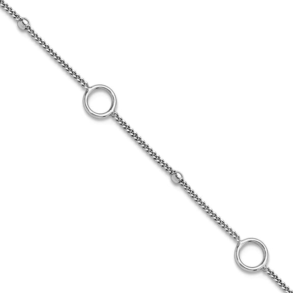 7.2mm 925 Sterling Silver Rings and Beads Plus 1in Extension Anklet 9 Inch Anklet for Women