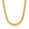 thumbnail image 1 of 7.2mm Chunky 14k Yellow Gold Plated Flat Herringbone Chain Necklace, 22 inches + Gift Box, 1 of 7