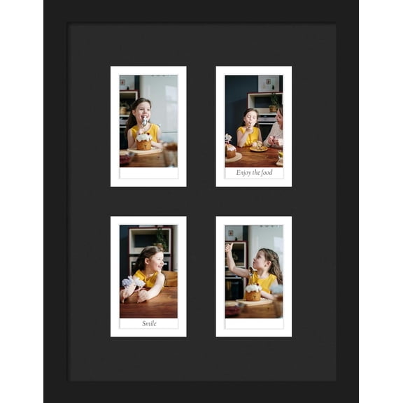 7.2x9.5 Polaroid collage frame for Polaroid 2x3 Mini Instant Prints Photo with 4 Openings, Mini Picture Frames Wall Display with Polished Plexiglas Balck