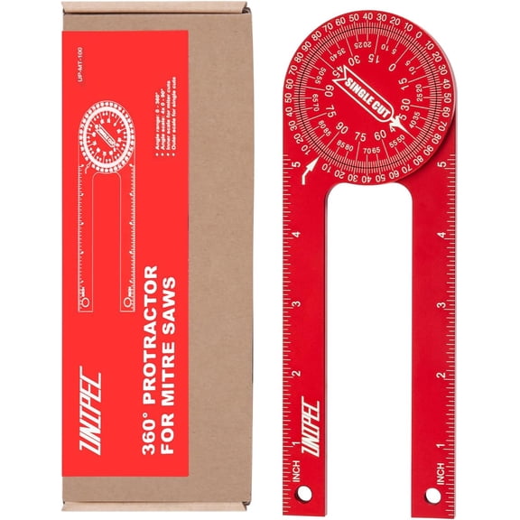 7.3" Aluminum Miter Saw Protractor, Rust-Proof Angle Finder with Precision Laser-Engraved Scales and 360 Rotation for Woodworking & Construction