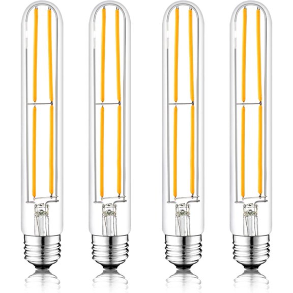 7.3 Inch E26 Led Bulb 6W Dimmable, 2700k Soft White Edison Bulbs 800LM, Equal 80 Watt Tubular T10 T9 Long Clear Glass Light Bulb for Rustic Pendant Pipe Wall Sconces Chandeliers - 4Pack