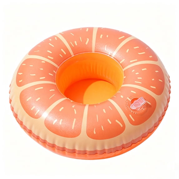 7.3-Inch Inflatable Cute Lemon Slice Shaped Pool Cup Holder, Fun Outdoor Floating Mat, Suitable for Spas and Water Pools (Orange).